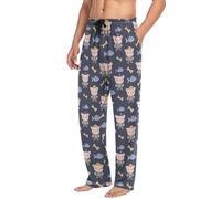 Pantaloni da pigiama da uomo con motivo a lisca di pesce di maiale, pantaloni da pigiama da uomo, pantaloni da pigiama rilassati con coulisse con tasche, Multicolore, M