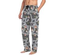 Pantaloni da pigiama da uomo con motivo camion su strada, pantaloni da pigiama da uomo, pantaloni da pigiama rilassati con coulisse con tasche, Multicolore, L