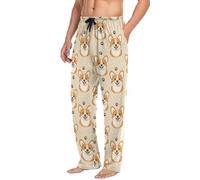 Pantaloni da pigiama da uomo, con motivo di impronta di osso di cane, pantaloni da pigiama da uomo, pantaloni da pigiama rilassati con coulisse con tasche, Multicolore, L