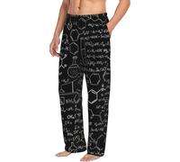 Pantaloni da pigiama da uomo con stampa 3D, stampa astratta, scienza, chimica, pantaloni morbidi con coulisse e tasche, Nero , L