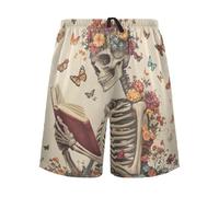 Pantaloni da pigiama da uomo con stampa di scheletro con fiori e farfalle, comodi pantaloni da pigiama natalizi per spa, uno, scheletro, lettura, con, fiori, e, farfalle, XL