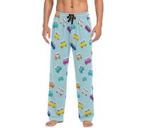 Pantaloni da pigiama da uomo con tasche, colorati retrò camper, comodi pantaloni da pigiama da uomo S-XXL, Camper retrò colorato, Medium