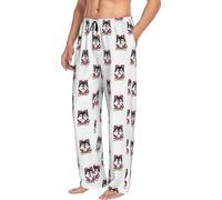 Pantaloni da pigiama da uomo con tasche, con simpatico cane vampiro husky divertente, morbido, da uomo, comodi pantaloni da salotto, Nero, XL