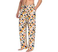 Pantaloni da pigiama da uomo con tasche, stampa astratta di bolle e gocce, morbidi pantaloni da uomo, comodi pantaloni da salotto, Nero, S