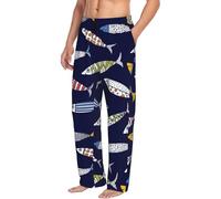 Pantaloni da pigiama da uomo con tasche, stile bohémien, morbidi, comodi, da uomo, nero/bianco, XXL