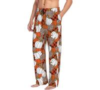 Pantaloni da pigiama da uomo con tasche, vari tipi di zucche, morbidi pantaloni da uomo, comodi pantaloni da salotto, Nero, M