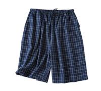 Pantaloni da pigiama da uomo corti in cotone, pantaloni corti, da uomo, elasticizzati, a quadretti, ad asciugatura rapida, da notte, con tasche, pantaloncini estivi, leggeri, per il tempo libero