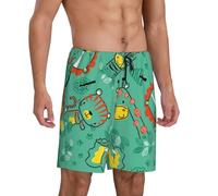 Pantaloni da pigiama da uomo, divertenti animali nella giungla, comodi pantaloncini da pigiama da uomo, pantaloncini da pigiama da uomo, Nero, L
