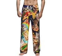 Pantaloni da pigiama da uomo morbidi e leggeri pantaloni da pigiama da uomo per dormire pantaloni da salotto per gli uomini con tasche con coulisse, Taco Cats, S