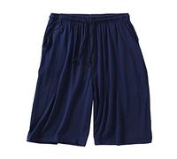 Pantaloni da pigiama da uomo, pantaloncini corti in modal, per dormire, larghi, estivi, da uomo, morbidi, regolabili, con tasche su entrambi i lati, regalo per la festa del papà, Blu marino, 7XL