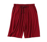 Pantaloni da pigiama da uomo, pantaloncini corti in modal, per dormire, larghi, estivi, da uomo, morbidi, regolabili, con tasche su entrambi i lati, regalo per la festa del papà, Colore: rosso, 8XL