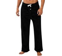 Pantaloni da Pigiama da Uomo Pantaloni da notte di Natale Pigiama Lungo di Natale Calida Pantaloni in Peluche per il Tempo Libero Pantaloni da Sala con Tasche per l'Inverno, Nero , 3XL