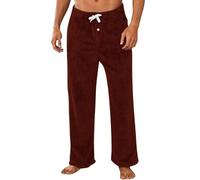 Pantaloni da Pigiama da Uomo Pantaloni da notte di Natale Pigiama Lungo di Natale Calida Pantaloni in Peluche per il Tempo Libero Pantaloni da Sala con Tasche per l'Inverno, Vinaccia, L
