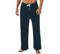 Pantaloni da Pigiama da Uomo Pantaloni da notte di Natale Pigiama Lungo di Natale Calida Pantaloni in Peluche per il Tempo Libero Pantaloni da Sala con Tasche per l'Inverno, blu scuro, XL