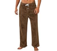 Pantaloni da Pigiama da Uomo Pantaloni da notte di Natale Pigiama Lungo di Natale Calida Pantaloni in Peluche per il Tempo Libero Pantaloni da Sala con Tasche per l'Inverno, marrone, XL
