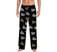 Pantaloni da pigiama di Natale per uomo, divertenti pigiameria da uomo, pantaloni da notte con tasche e coulisse, pantaloni lunghi rilassati e vestibilità loungewear pigiameria da uomo, O nero., XXXL
