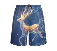 Pantaloni da pigiama estetici con cervo dorato comodi da uomo per Natale, Cervo estetico oro, M