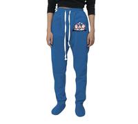 Pantaloni da pigiama per adulti con piedi in vita elastica coulisse jogging abbigliamento notte tasche Jogging donna harem chic elastico alta tasca allenamento sport yoga e fitness, Blu scuro, L