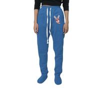 Pantaloni da pigiama per adulti con piedi in vita elastica coulisse jogging abbigliamento notte tasche Jogging donna harem chic elastico alta tasca allenamento sport yoga e fitness, A1 blu scuro,
