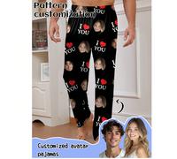 Pantaloni da pigiama personalizzati da uomo con disegni unici e interessanti come ritratti, volti di coppia, animali domestici, cartoni animati e temi natalizi, adatti per l'inverno L,M,S,XL,XS,XXLTes