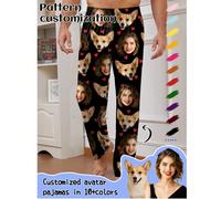Pantaloni da pigiama personalizzati da uomo con disegni unici e interessanti come ritratti, volti di coppia, animali domestici, cartoni animati e temi festivi, adatti per autunno e inverno L,M,S,XL,XS