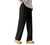 Pantaloni da pioggia da uomo, ad asciugatura rapida, da trekking, larghi, in vita elasticizzata, per snowboard, a gamba larga, casual, leggeri, Nero , XXL