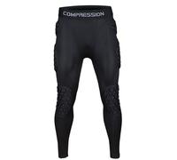 Pantaloni da portiere da uomo a compressione imbottiti al ginocchio pantaloni da portiere da calcio leggings atletici per pastiglie baseball rugby calcio basket, Nero , L
