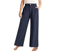 Pantaloni da ragazza a gamba larga, pantaloni casual da lavoro a vita alta e per 514Y Set Leggings e Shirt Ragazze, Blu marino, 120