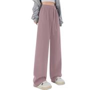 Pantaloni da ragazza alla moda per scuola tempo libero con comoda vestibilità larga, ideali per adolescenti dai 9 ai 15 anni, facili da pulire, traspiranti per tutte le stagioni, Colore: rosa., 12-13