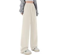 Pantaloni da ragazza alla moda per scuola tempo libero con comoda vestibilità larga, ideali per adolescenti dai 9 ai 15 anni, facili da pulire, traspiranti per tutte le stagioni, bianco, 11-12 Anni