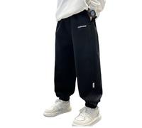 Pantaloni da ragazzo con coulisse, elasticizzati, pantaloni da jogging casual, attivi, per 4 12 anni, pantaloni sportivi da uomo, Nero , 8-9 Anni