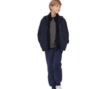 Pantaloni da ragazzo verde oliva con gambe dritte rilassate e frontale | Il colore verde oliva scuro e le gambe dritte larghe creano un look sobrio, con una vita semplice e invisibile
