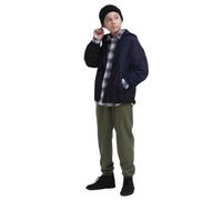 Pantaloni da ragazzo verde oliva con gambe dritte rilassate e frontale | Il colore verde oliva scuro e le gambe dritte larghe creano un look sobrio, con una vita semplice e invisibile