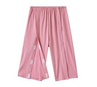 Pantaloni da riabilitazione, da donna, a 3/4, per la riabilitazione, per la riabilitazione, per la riabilitazione, per la riabilitazione, laterali, apertura continua, Colore: rosa., XXL