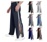 Pantaloni da riabilitazione per donne e uomini che possono aprire lateralmente, pantaloni della tuta larghi con cerniera sul lato della gamba, pantaloni sportivi larghi larghi, con una tasca (blu navy