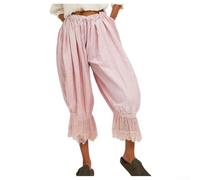 Pantaloni da salotto da donna in tinta unita, con elastico in vita, comodi (rosa, S)