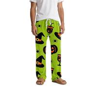 Pantaloni da salotto da uomo per Halloween brutti pantaloni leggeri da notte con stampa strega classica vacanza fantasma elastico in vita pantaloni da salotto Y2k da uomo indumenti da notte, Verde, XL