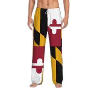 Pantaloni da salotto leggeri con stampa della bandiera dello stato del Maryland, elastico in vita e tasche laterali, per la casa e i weekend pigri