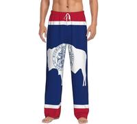 Pantaloni da salotto leggeri con stampa della bandiera dello stato del Wyoming, elastico in vita e tasche laterali, per la casa e i weekend pigri