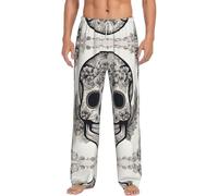 Pantaloni da salotto leggeri con stampa di teschi messicani, elastico in vita e tasche laterali, per la casa e i weekend pigri