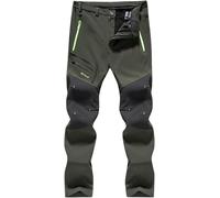Pantaloni da Sci Impermeabili, Coppia di Pantaloni Softshell, Pantaloni da Trekking Ispessiti in Pile Caldo, Pantaloni Antivento All'aperto, Pantaloni da Neve Invernali, Men's Green, XL