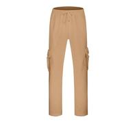 Pantaloni da Sci Uomo - Mens Hip Hop Pants Casual Solid Color Track Cuff Lace Up Workout Pants with Pocket (Khaki, XXL)