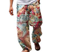 Pantaloni da spiaggia casual da uomo gamba larga alla moda stile baggy (albicocc