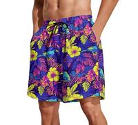 Pantaloni da spiaggia da uomo colorati Bermuda pantaloncini da uomo Hawaii Beach Shorts eleganti pantaloncini sportivi splicing blocco di colore pantaloncini per il tempo libero stampa pantaloncini