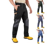 Pantaloni da trekking da uomo antivento da uomo Softshell pantaloni cargo escursionismo sport prestazioni pantaloni sportivi per viaggi, pesca, camminate, gamba dritta, alpinismo, Nero , XXL