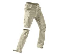 Pantaloni da trekking da uomo con cerniera, ad asciugatura rapida, elasticizzati, convertibili in pantaloncini, pantaloni cargo leggeri per campeggio, pesca e viaggi, Beige, M