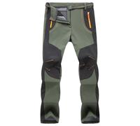 Pantaloni da trekking softshell foderati in pile, da donna e da uomo, in autunno e inverno, con imbottitura aggiuntiva, imbottiti, da donna, verde militare, L