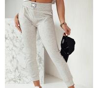 Pantaloni da tuta da donna con elastico in vita e tasche, pantaloni in cotone con catena e toppe in pelle, comodi pantaloni con risvolto per uno stile casual e quotidiano Questi pantaloni da tuta da d
