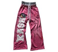 Pantaloni da Tuta da Uomo a Due Pezzi con Stampa a Gamba Larga Finti Pantaloni con Doppia Vita e Stampa di Lettere Rock Ricamate Y2K per Coppie di Adolescenti (Rosa,S)