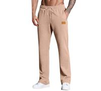 Pantaloni da tuta da uomo con orlo aperto casual jogger pantaloni sportivi da palestra pantaloni larghi gamba dritta Activewear coulisse elastico in vita allenamento pantaloni sportivi, cachi, M